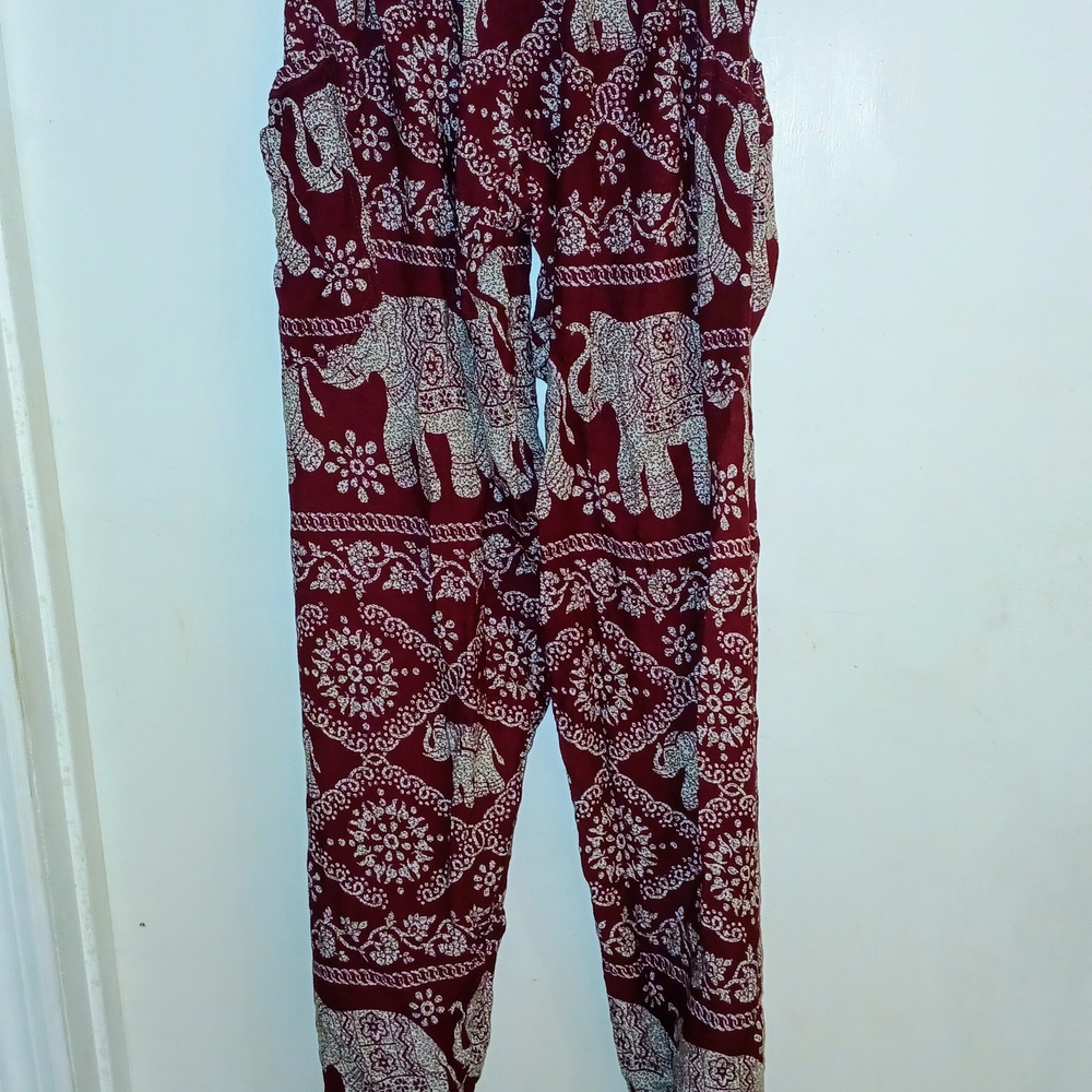 Red Elephant Print Pants